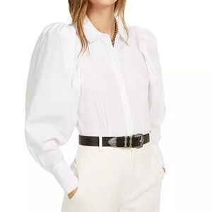 DANIELLE BERNSTEIN White Puff Sleeve Bodysuit